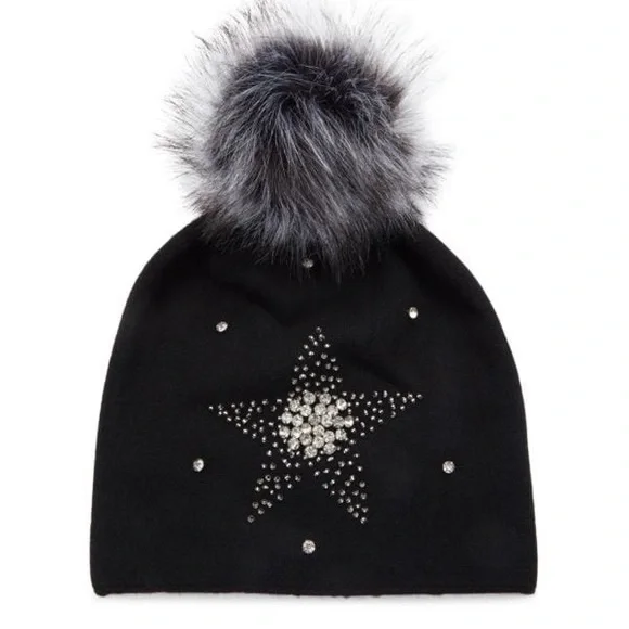 Adrienne Landau Studded Faux Fur Wool Blend Beanie Adrienne Landau | Accessories | Adrienne Landau Studded Faux  main image 2